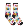 thumbnail image 4 of Women's Men's Happy Birthday Colorful Novelty Pattern Crew Athletic Socks, 4 of 7