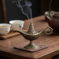 thumbnail image 6 of Vintage Incense Burner Ornament, Metal Arabian Lamp Shaped Aroma Holder with Intricate Relief Details, Decorative Fragrance Accessory for Living Room Tea Table Study and Relaxing Home Ambience, 6 of 9