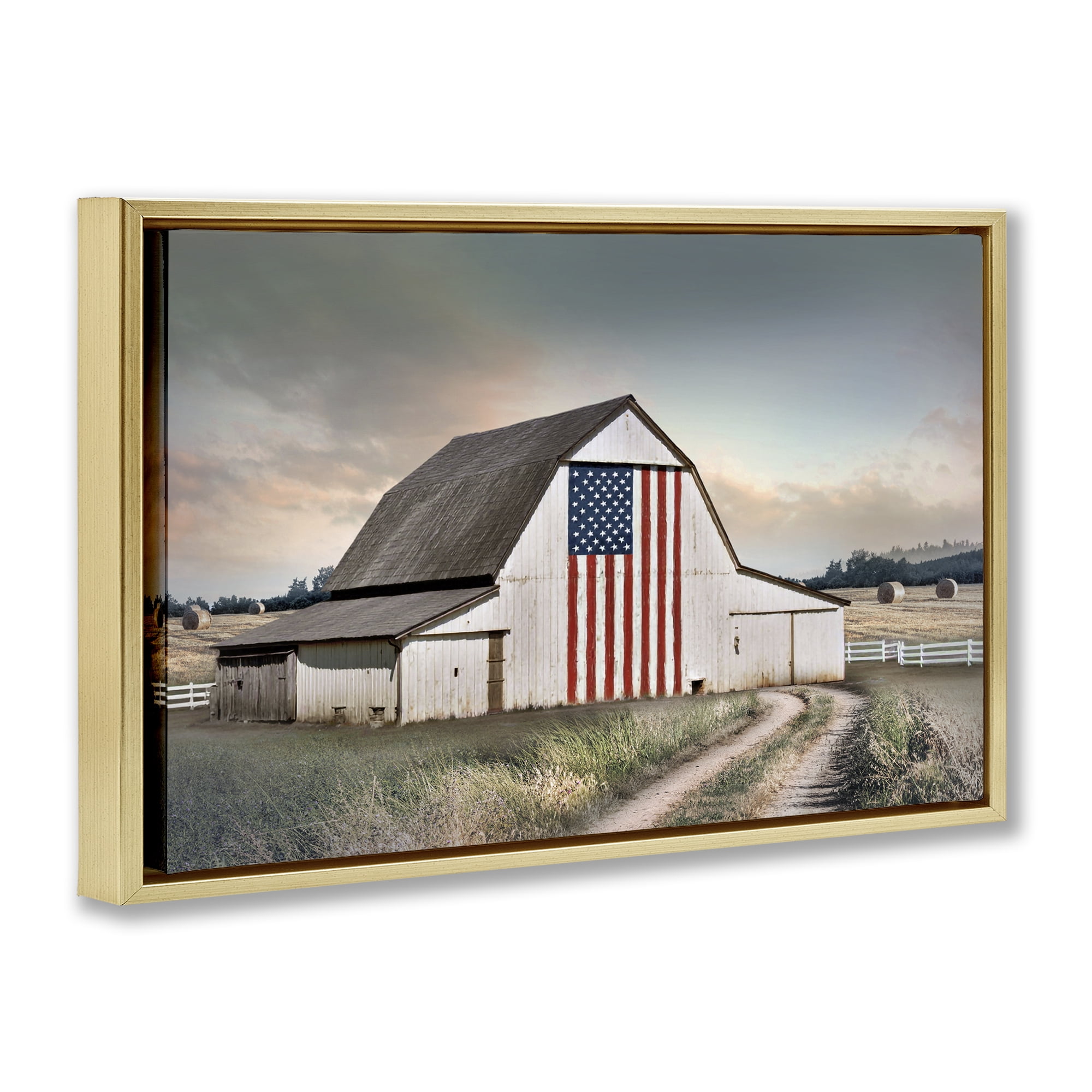Stupell Industries Land That I Love Barn Gold Framed Floater Canvas Wall Art, design by CAD Designs