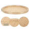 thumbnail image 2 of Kudiqi Woven Round Basket Tray Flat Shallow Bamboo Bread Storage Picnic Wall Art 35cm, 2 of 4