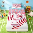 thumbnail image 4 of Manfei Kawaii Baseball Twin Sheets, Girls Monogrammed P Bedding, Pink Light Blue P 3 Pieces(1 Flat Sheet, 1 Fitted Sheet and 1 Pillowcase), 4 of 6