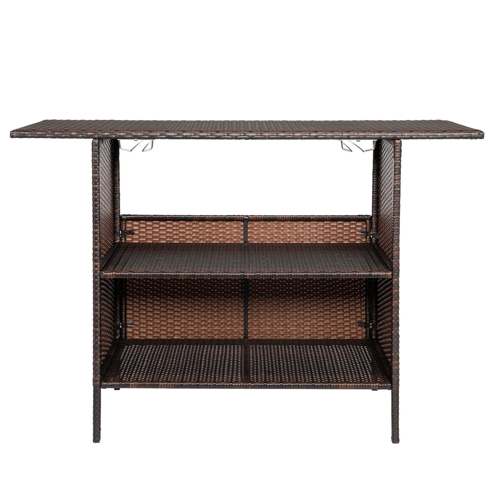 Lowestbest Brown Gradient Woven Rattan Dining Table, Computer Table Suitable for Family Dining Lowestbest Brown Gradient Woven Rattan Dining Table, Computer Table Suitable for Family Dining