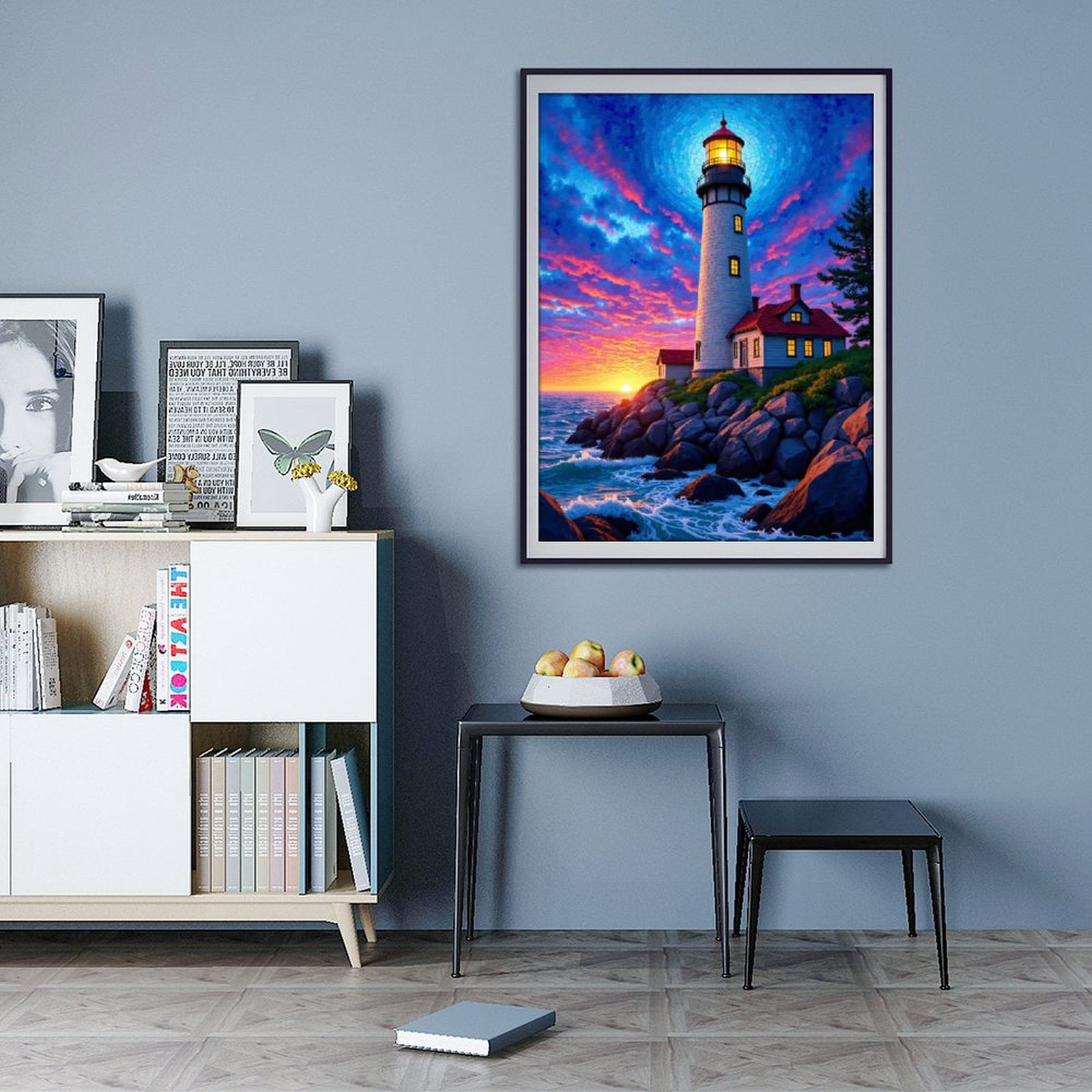 Diamond Art Kits for Adults - 5d Lighthouse Vibrant Sunset Seascape Diamond Painting for Adults, Diamond Art for Adults Beginners, Diamond Painting Kits for Adults for Home Wall Decor