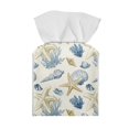 thumbnail image 2 of Psesaysky Decorative Tissue Box Cover Square, Waterproof PU Leather Car Tissue Holder with Starfish&Shell Facial Napkin Organizer on Table and Bathroom, Office, 2 of 7