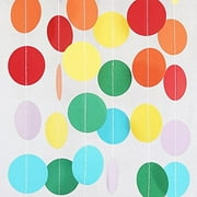 Chloe Elizabeth Circle Dots Paper Party Garland Streamer Backdrop (4-Pack, 10 Feet Per Garland, 40 Feet Total) - Circus Rainbow