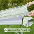 thumbnail image 6 of Light Blue Daisy Flower Pattern Square Fitted Tablecloth with Elastic Edge,Square Table Cover,Washable Elastic Table Cover for Home Kitchen Party Decor 34"x34", 6 of 6