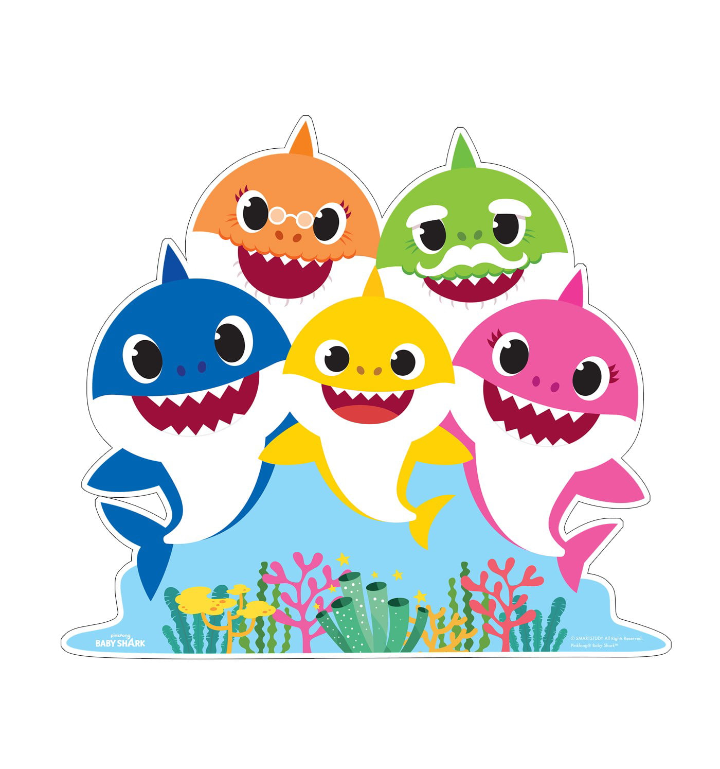 Baby Shark Family Cardboard Stand-Up, 3.5ft, Motion-Activated Music