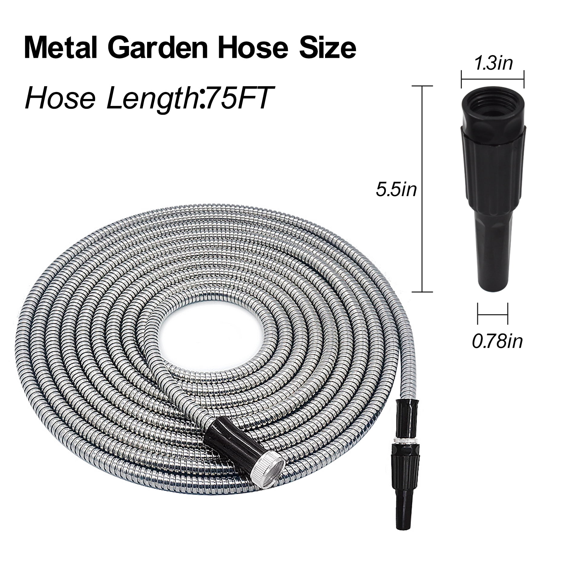 SEBLAFF Flexible Lightweight 304 Stainless Steel Garden Hose,Lightweight Metal Water Hoses with Nozzle for Portable