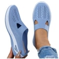 thumbnail image 5 of BRGZLK Women Slip On Shoes Fashion Versatile Closed Toe Breathable Mesh Walking Shoes Summer Trendy Lightweight Comfortable Plus Size Mule Light Blue 9, 5 of 8