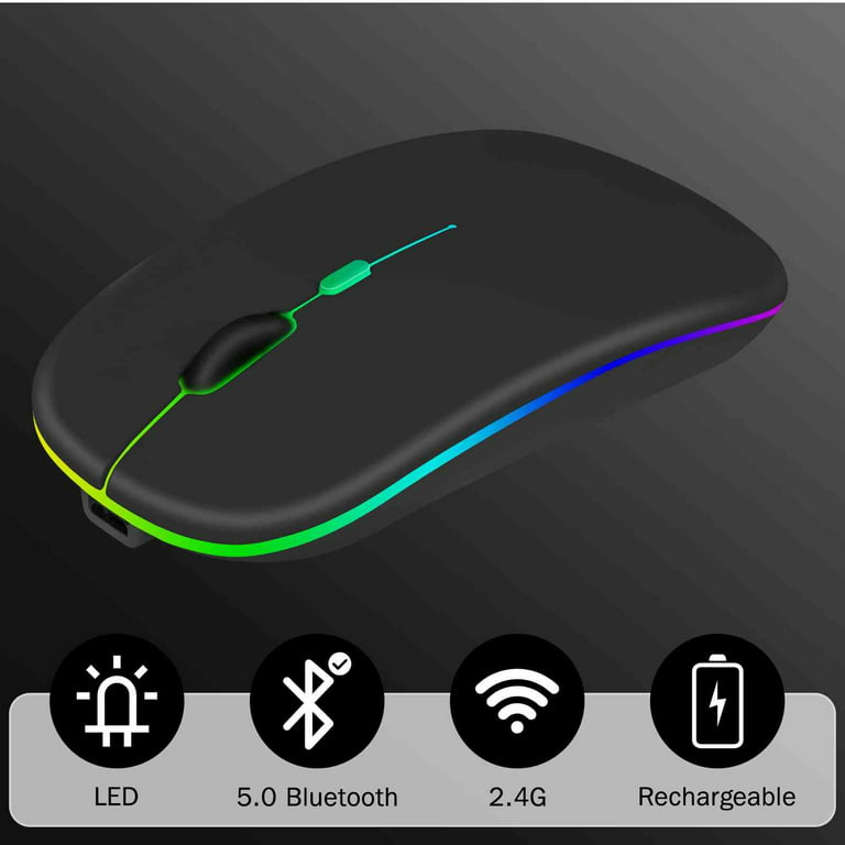 2.4GHz & Bluetooth Mouse, Rechargeable Wireless Mouse for Xiaomi Redmi Note  10 Lite Bluetooth Wireless Mouse for Laptop / PC / Mac / Computer / Tablet