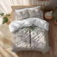 thumbnail image 2 of Palm Tree Twin Size Comforter Set, Green Tropical Plants Ocean Brown Bottom Bedding for All Seasons, 4 Pcs Bed Set, 1 Quiltcover (68"x86") ,1Sheet(67"x116"), 2Pillowcases (30"x20"), 2 of 9