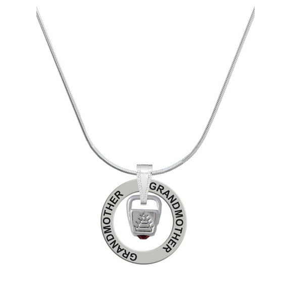 Delight Jewelry Silvertone Chinese Take Out Box with Crystal Silvertone Grandmother Ring Charm Necklace, 18"