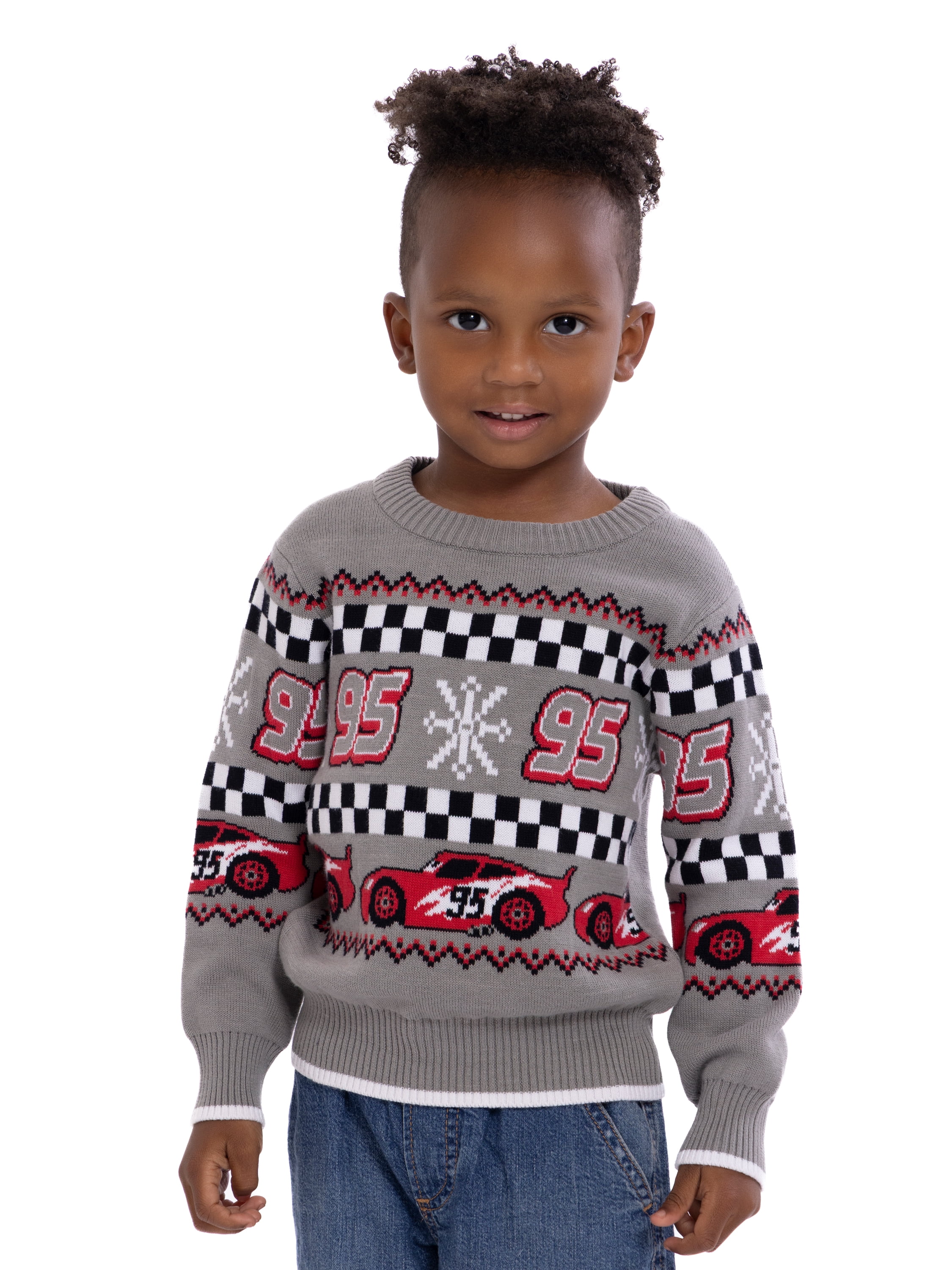 Pixar Cars Toddler Boys' Holiday Sweater with Long Sleeves, Sizes 12M-5T