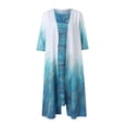 thumbnail image 3 of Puntoco Falda Larga De Manga Tres Cuartos Para Mujer, Tirantes Festivos Estampados, Falda Con Vuelo Grande De Estilo Bohemio, Conjunto Verdadero De Dos Piezas, Azul Cielo Xxxxl, 3 of 3