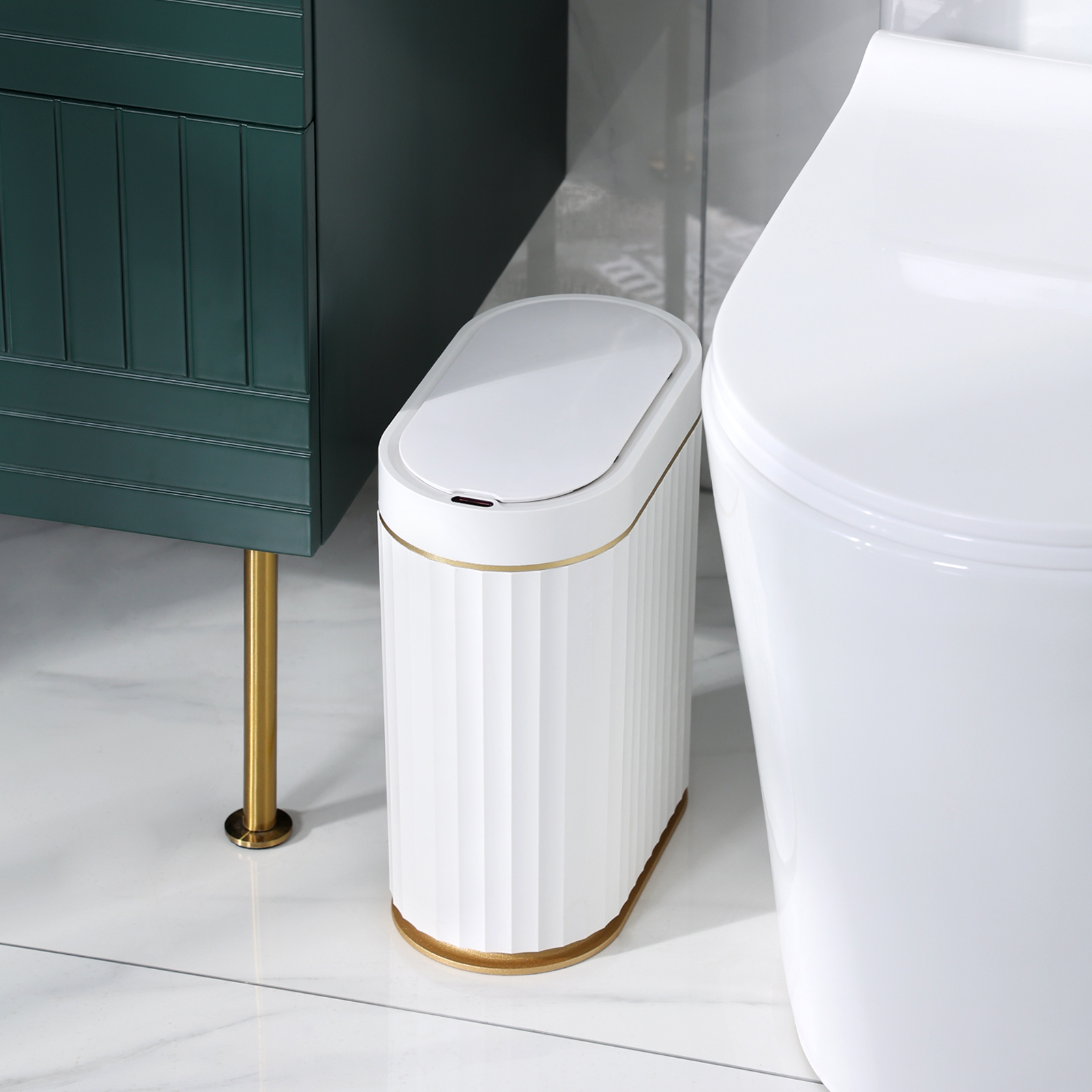 ELPHECO Automatic Bathroom Trash Can, 2 Gallon, Motion Sensor, Plastic, Garbage Can & Wastebasket