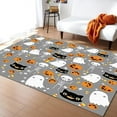 thumbnail image 2 of Halloween Skull Skeleton Ghost Area Rug, Pumpkin Grimace On Gray Soft Washable Carpet, Upholstery Rugs With Non-Slip Backing For Kids Boys Girls Bedroom Living Room Dining Room 2 x 3ft, 2 of 6