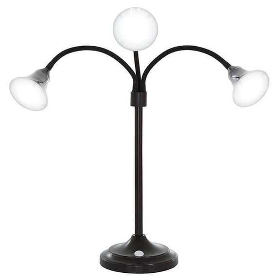 Lavish Home M100021 3 Head Floor Lamp, LED Light with Adjustable Arms of Touch Switch & Dimmer, Black