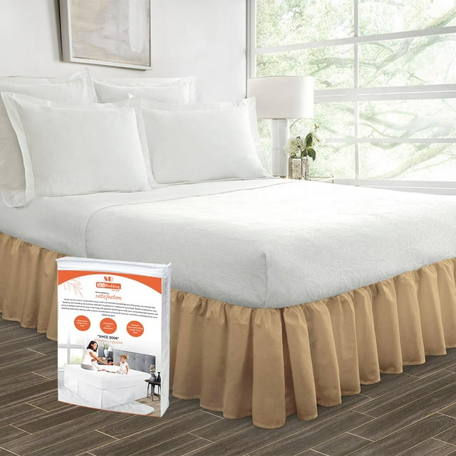 SGI Bedding 14 Inch Ruffled Bedskirt | Microfiber Ruffled Bed Skirt | Fade-Resistant, Wrinkle-free, Anti-static, Decorative, Extra Storage Space, Clutter-Free |King, Taupe