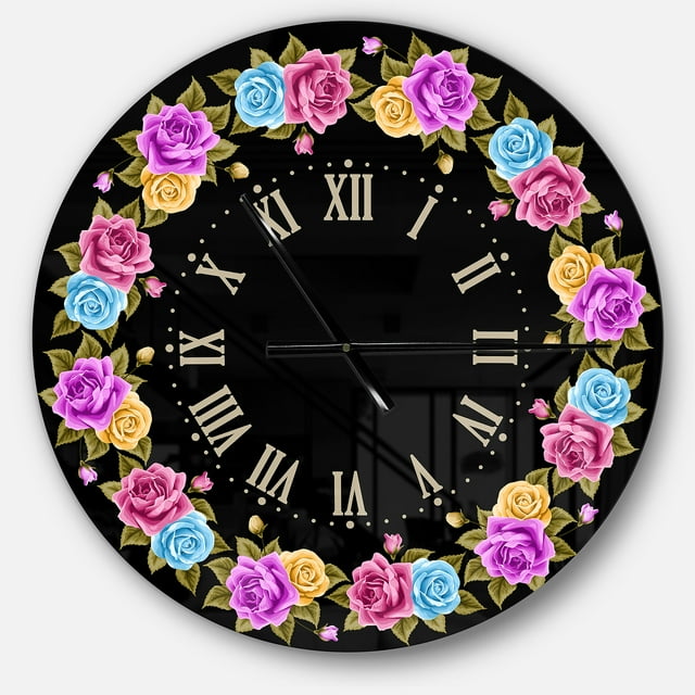 DesignArt Shabby Chic vintage Rose Large Wall Clock