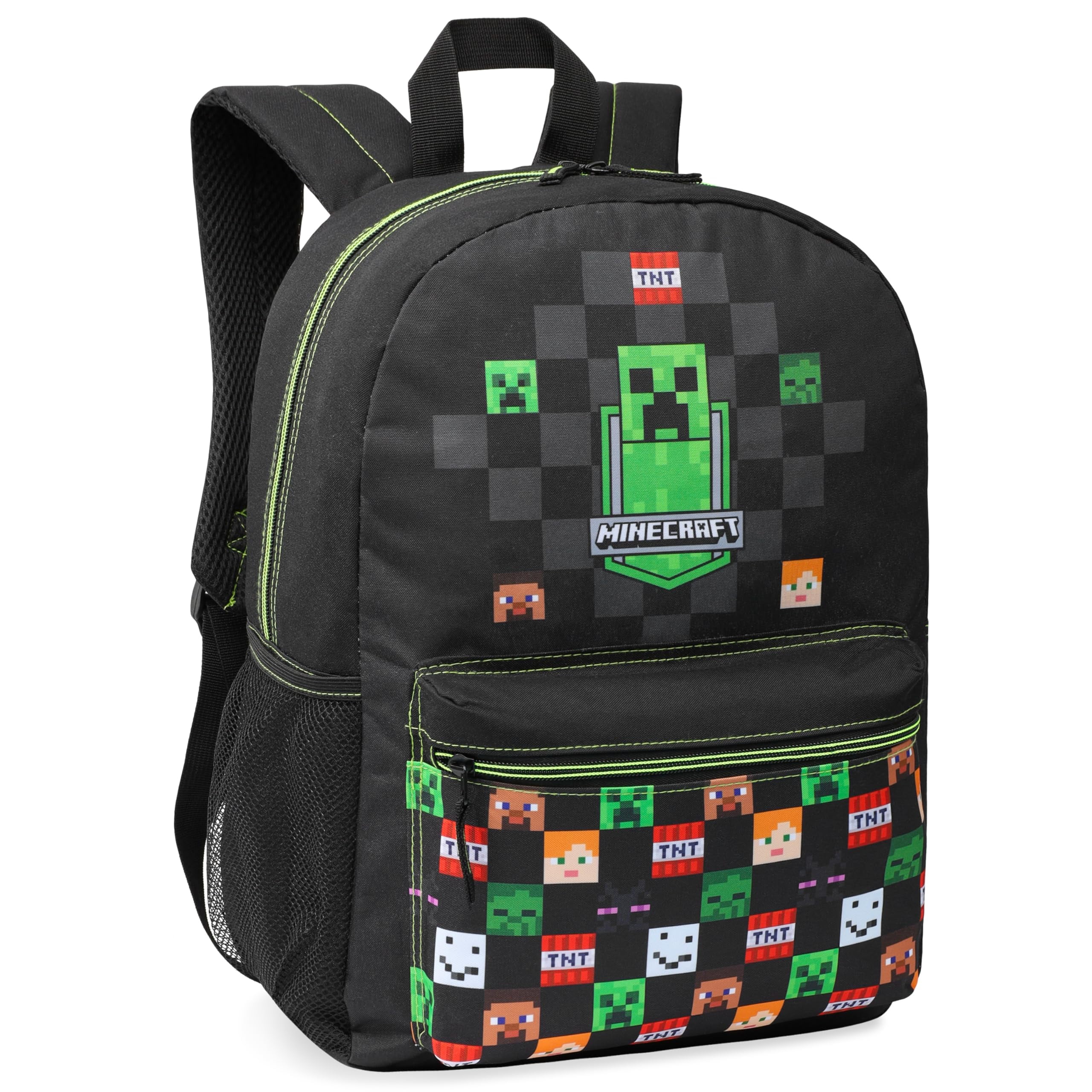 Minecraft Kids School Backpack with Zipped Front Pocket for Sports, Gym ...