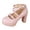 Pink, variant on Women's Flower Platform High Heels Strappy Dress Shoes Bride Wedding Elegant Casual Leather Chunky Block Heeled Pumps Spring Fall Dressy Footwear White Size 6