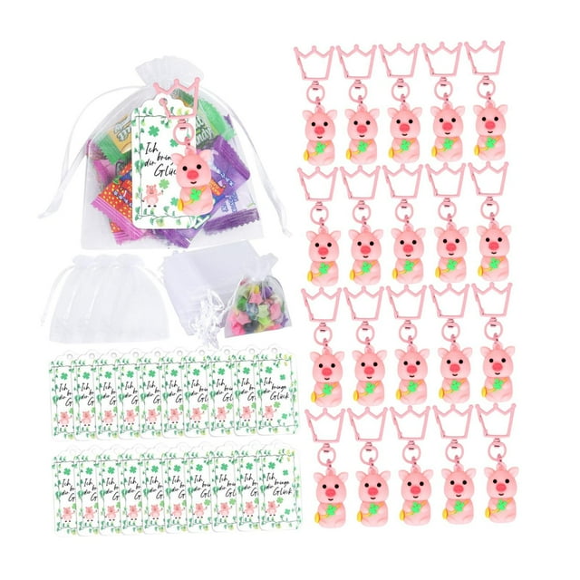 Llaveros con Forma de Cerdo de 20 Piezas, Recuerdos de Fiesta, Regalo de Devolución, Novedad Bonita para Invitados con Bolsas Y Dijes para Cumpleaños