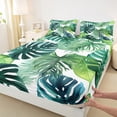 thumbnail image 3 of jejeloiu Tropical Monstera Leaf Twin Sheet Sets,Plam Plant Twin Fitted Sheet,Green White Flat Sheet For Adults,Breathable Home Decor,3pcs, 3 of 7