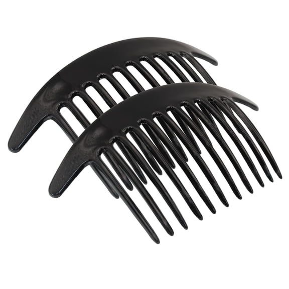 Parcelona French Tapered Edge 11 Teeth Side Hair Combs for Women & Girls (2Pcs)