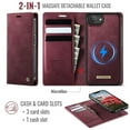 thumbnail image 3 of ELEHOLD Magnetic Detachable Wallet Case for iPhone 16e, Shockproof Faux Leather Stand RFID Card Slots Detachable Mag-Safe Magnetic Case Cover,Removable Back Shell,Red, 3 of 12