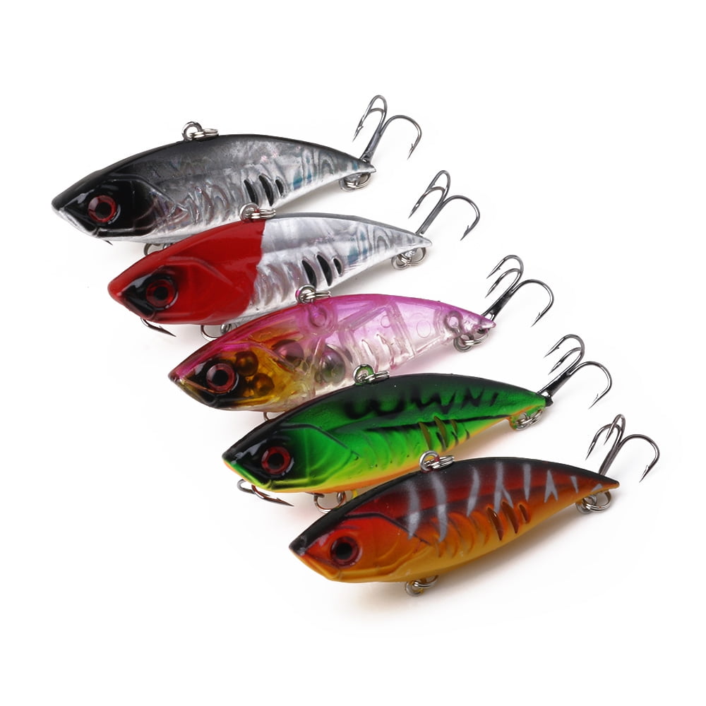 HENGJIA 5PCS Lipless Crankbaits for Bass, Deep Diving Minnow VIB Lifelike Hard Baits Sinking Fishing Lure for Bass, Redfish, Trout, Walleye Saltwater Freshwater Fishing Lures