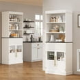 thumbnail image 5 of 70" Kitchen Pantry Cabinet with Drawer, 2 Glass Doors & 3 Open Shelves – Engineered Wood Tall Storage Cabinet for Kitchen, Living Room, Bathroom, White, 5 of 8