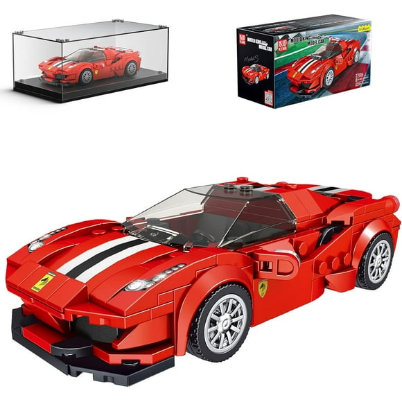 ERDS-Speed Champions F488 GTB Sports Car Models Building Toys with Display Case, 27006 Collectible Model Car Kits Building Blocks Kit Speed Race Car Building Kits for Adults Kids 8+(329 PCS)