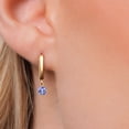thumbnail image 3 of Gem Stone King 14K Yellow Gold Blue Tanzanite Dangle Earrings for Women | 0.60 Cttw | Gemstone December Birthstone | Round 4MM, 3 of 6