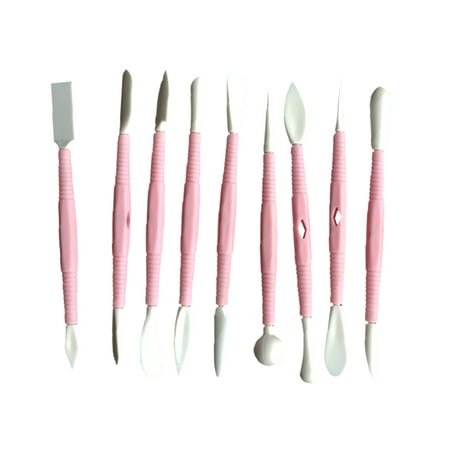 9PCS/Set Cake Baking Clay Pottery Modeling Carving Tools Kitchen Cutting Kit for Sculpture Double-end Embossing Stylus