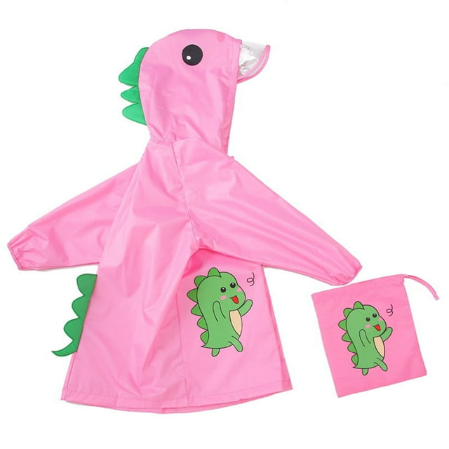 Penkiiy Tout-Petits Enfants Bébés Filles Mignon Imprimé Imperméable Enfants Manteau de Pluie Imperméable à Capuche Veste Manteau 2-3 Ans Rose