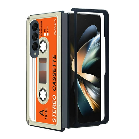 ANJ Protective Snap-On Design Printed Case Compatible with Samsung Galaxy Z Fold 4 - Retro Cassette 2