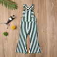 thumbnail image 5 of Infants Girl Romper Baby Overall Summer Flat Neck Sleeveless Striped Wide-Leg Backless Jumpsuit, 5 of 5