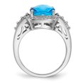 thumbnail image 2 of Sterling Silver Rhodium Diamond & Checker-Cut Blue Topaz Ring, 2 of 5