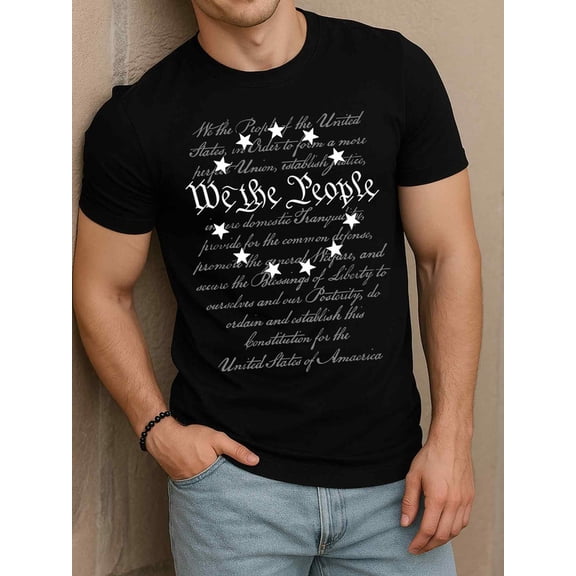 Greenink "We the People" Constitution Tee for men t shirt black graphic tees top Comfortable loose and fashionable T-shirt Trendy Unisex Shirt Printed tshirts