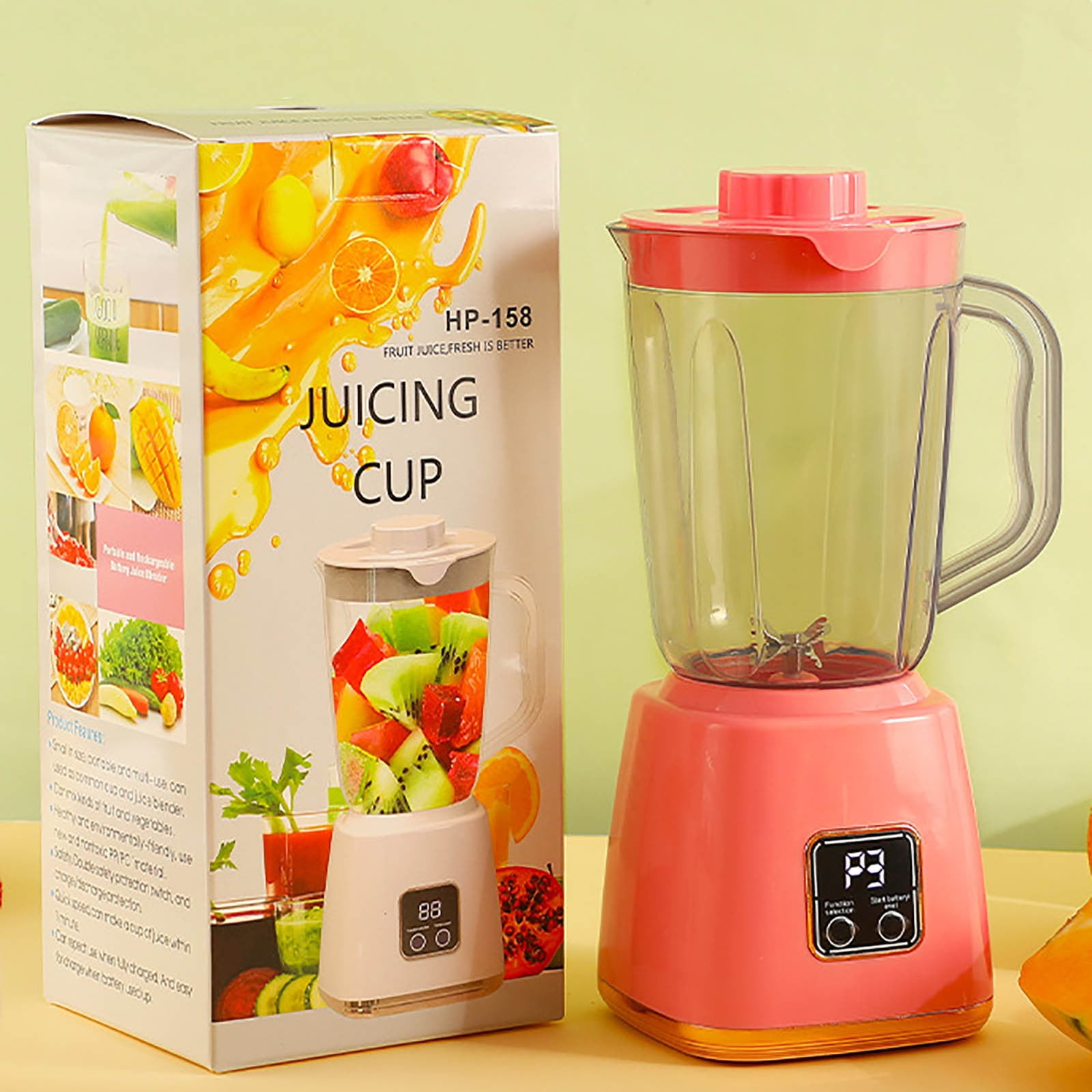 Fully Automatic Juicer, Household Juicer Fruit Processor, Portable Food Mixing Cup, Power Blender, Glass High Power Motor, Speed Settings for Vegetables and Fruit Maker Blender Food