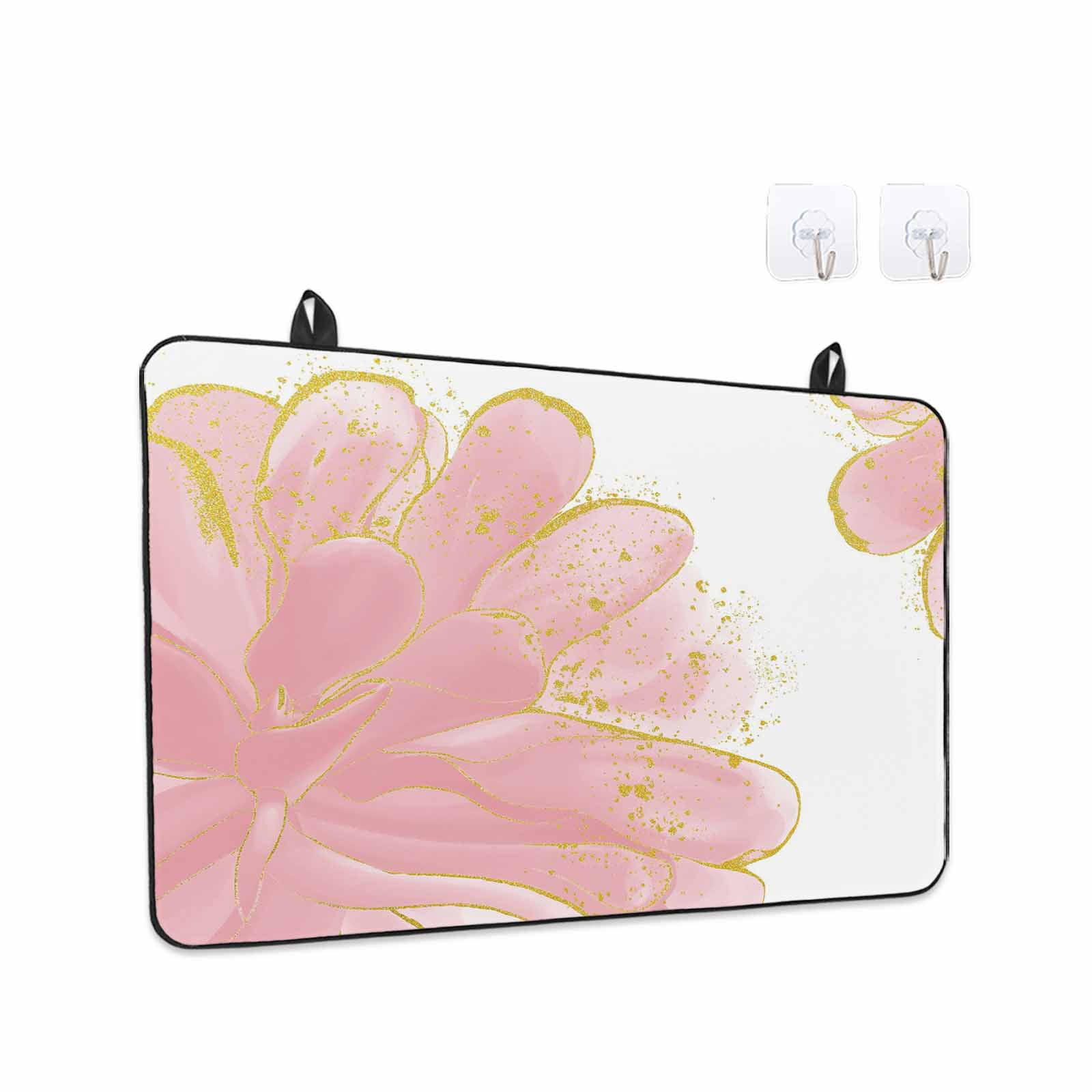 Pink Gold Stove Top Cover for Electric Stove, Heat-proof & Non Slip Glass Top Stove Cover Protector, Boho Modern Abstract Minimalist Aesthetic Flower Kitchen Flat Cooktop Rubber Mat 31x24 Inches