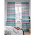thumbnail image 3 of Vintage Stripes Sheer Curtains 96 Inch Long 2 Panels, Green Pink Striped Gradient Retro Lines Light Filtering Rod Pocket Semi Sheer Curtains, Sheer Voile Drapes for Living Room Bedroom, 52"x96", 3 of 5