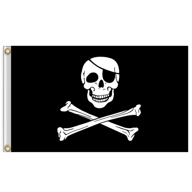 2x3 FT Skull Crossbones Jolly Roger Pirate Flag Boat Banner Decor w/ 2  \/ 
