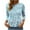 *Blue, variant on Tops for Women Plus Size 3/4 Sleeved Stripe Printed Casual T-shirt Round Neck Top Green XXL