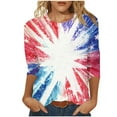 thumbnail image 2 of Odbmxy Independence Day Womens Plus Tshirts 3/4 Sleeve Plus Size Tops Women Tie-Dye Modern Fit Beach Casual Tops,Red 4XL, 2 of 5