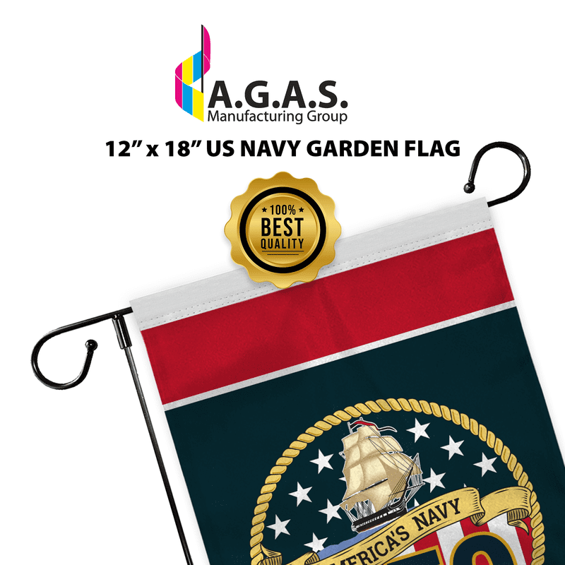 AGAS America’s Navy 250 Garden Flag 12 x 18 inch Double Sided 200D Nylon (No Pole)