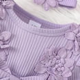 thumbnail image 4 of Zanarzt Long Sleeve Dresses for Girls Baby Girl Romper Dress Baby Dress Romper Flowers Lace Fall Spring Festival Clothes with Headband Purple,3-6 Months, 4 of 9