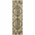 thumbnail image 1 of homeroots home decor 388026 2’ x 8’ Tan and Gold Central Medallion Indoor Runner Rug, 1 of 1