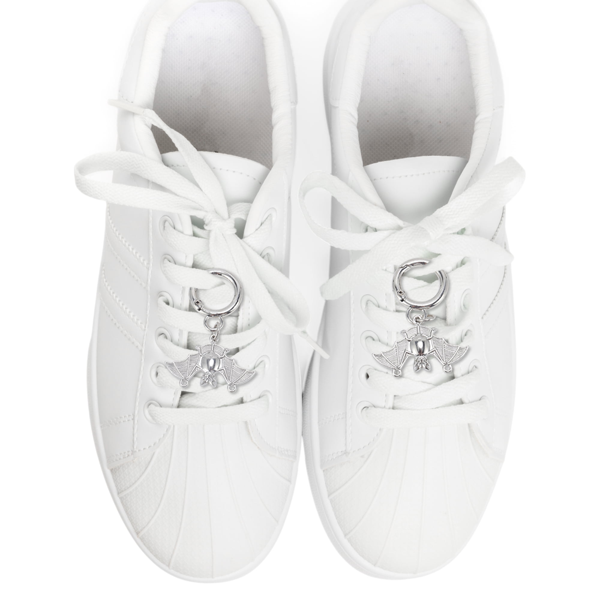 Unique Bargains Hollow Bat Shoelace Charms 4 Pair Silver Tone