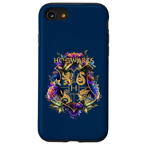 Funda para teléfono Harry Potter Hogwarts con escudo floral para iPhone SE